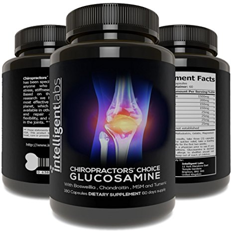 ★#1 Best Glucosamine On Amazon ★ Triple Strength Glucosamine Sulphate Complex 1500mg ★ With Boswellia, Chondroitin, MSM and Tumeric ★