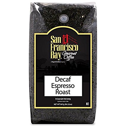 San Francisco Bay Coffee, Decaf Espresso Roast, Whole Bean, 2-Pound (32 oz.), Swiss Water Process- Decaffeinated