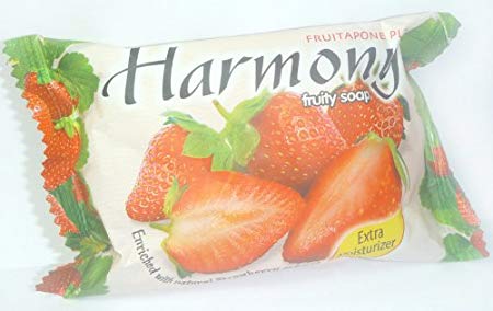 HARMONY Extra Moisturizer Fruity Soap Bar Fruitapone Plus Enriched with Natural Strawberry Extract Imported from Indonesia - Strawberry (2.64 Oz.)