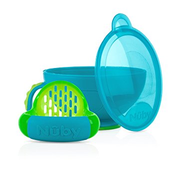 Nuby Garden Fresh Mash N' Feed Bowl with Spoon and Food Masher, Teal/Green