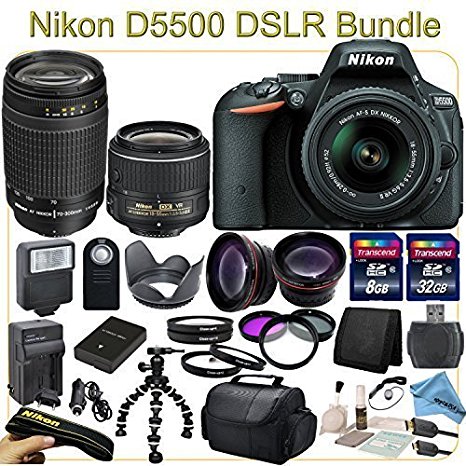 D5500 Advanced Package - Includes 18-55mm VR II & 70-300mm Lenses, Wide Angle & Telephoto Lenses, Filters, Macro Lenses and more.