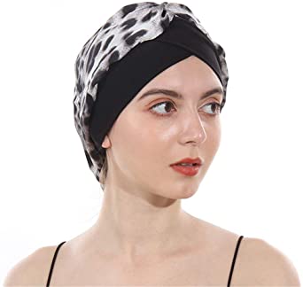 DuoZan Women’s Soft Silky Satin Turban Elastic Wide Band Satin Bonnet Night Sleep Hat Hair Loss Cap
