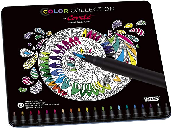Conté Colouring Adult Colouring Felt Pens - Assorted colours, Box of 20