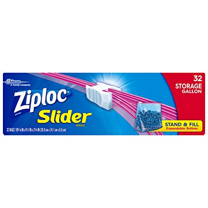 Ziploc Slider Storage Bag, Gallon Value Pack, 32 Count (Pack of 3)