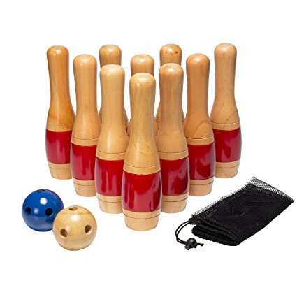 Hey! Play! Wooden Lawn Bowling Set, 11"