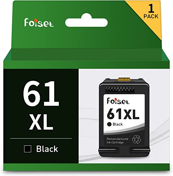 Foiset Remanufactured 1 PC Black Inkjet for HP 61 61 XL Replacement 61xl Cartridege with HP Envy 4500 4501 5530 Deskjet 1510 2540 2541 2542 3510 3050A Officejet 4630 4635 Printer