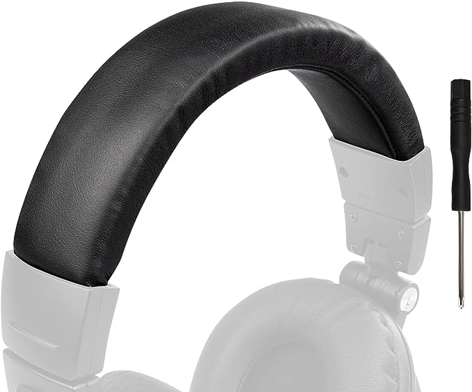 SOULWIT Proteinleder Ersatz Abdeckung Überzug Hülle für Audio Technica ATH M50,M50X,M50XWH,M50XBT,M50XBT2,M50S/LE Kopfhörer Kopfband Headband,Kopfbügelpolster Reparaturteil,Stirnband Zubehör