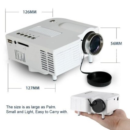 Floureon Mini Portable LED Projector Cinema Theater PC and Laptop VGAUSBSDAVHDMI Input with Remote Control