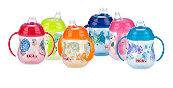 Nuby Designer Series No-Spill Clik-It Grip n' Sip Soft Flex Spout Cup, 9 oz.