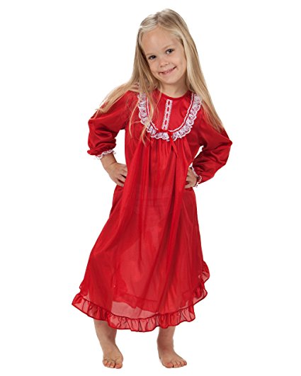 Laura Dare Little Girls Long Sleeve Traditional Nightgown, (2T-6X)
