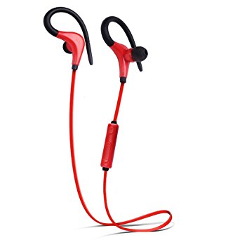 Wireless Sport Headphones, Bluetooth 4.1 Sweatproof Running HD Stereo Earbuds, Built in Microphone Headset with Noise Cancellation for iPhone Samsung and Other Smartphones (Red)