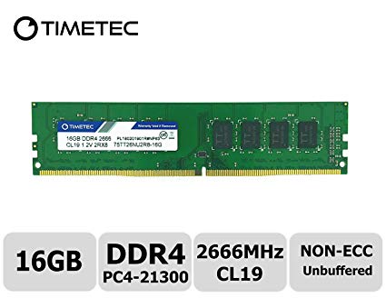 Timetec Hynix IC DDR4 2666MHz PC4-20800 Unbuffered Non-ECC 1.2V CL19 2Rx8 Dual Rank 288 Pin UDIMM Desktop Memory RAM Module Upgrade (16GB)