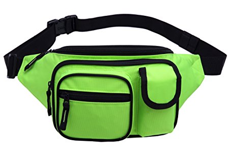 MIER 4-Pockets Sporty Running/Biking/Cycling Fanny Pack Travel Pouch Fits up to 50" Waist