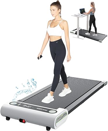 Walking Pad Treadmill Under Desk, 2 in 1 Desk Treadmill Space Saving for Home Office, Portable Treadmill 265lbs Capacity 2.25 HP Walking Pad, Lightweight Walking Jogging Machine Installation Free