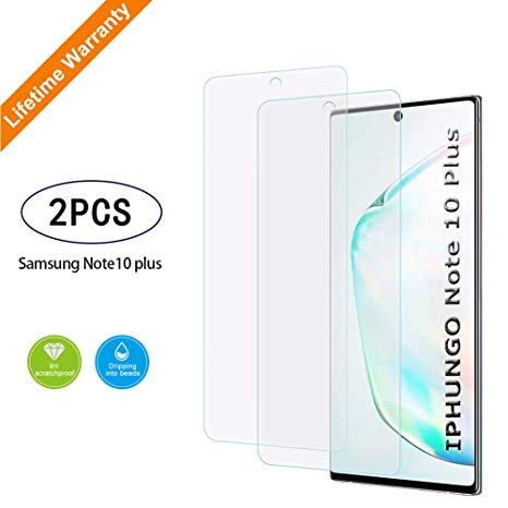 Galaxy Note 10  Plus Screen Protector, Tempered Glass for Samsung Galaxy Note 10 Plus, 3D Curved Tempered Glass, Finger Print Compatibles, HD Clear, Easy Installation, 5G (2019) - 2 Packs