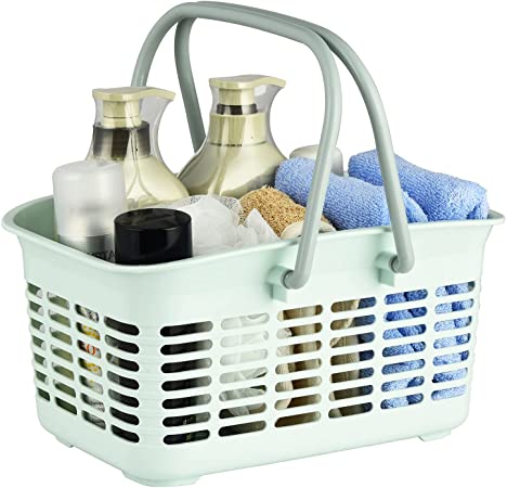 ALINK Plastic Shower Caddy Basket with Handle, Portable Organizer Storage Basket for College Dorm, Bathroom, Kitchen - Blue