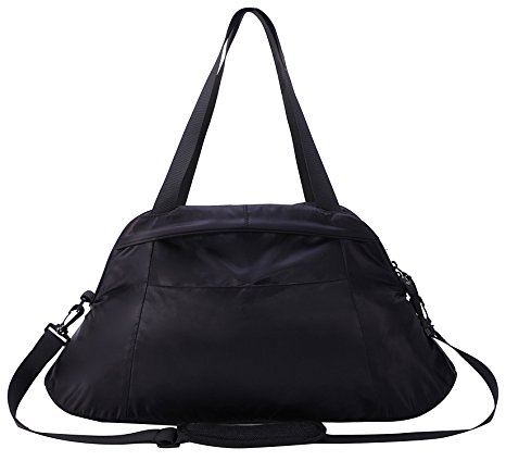 MIER Women Gym Tote Bag Sport Duffel with Shoe Compartment,Water Resistant,Black