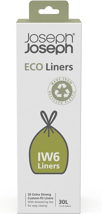 Joseph Joseph IW6 30L Eco Liners Recycled Bin Liners (20 Pack) - Grey