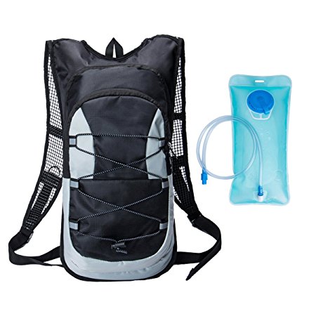GkGk Hydration Backpack With Waterproof Cover   2L Water Bladder Bag for Running Hiking Cycling
