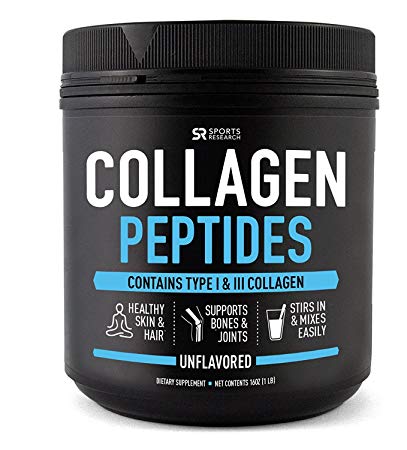 Sports Research Pure Hydrolyzed Collagen Peptides, Dietary Supplement, Grass Fed, 16 Oz