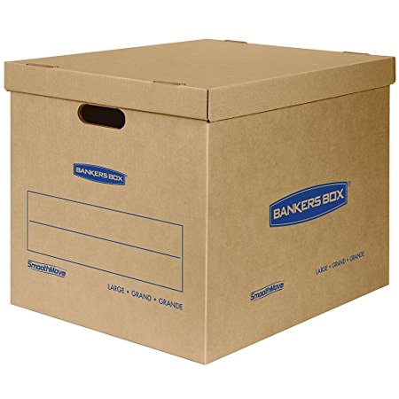 Bankers Box SmoothMove Classic Moving Boxes ARlbwP, Tape-Free Assembly, Large, 21 x 17 x 17 Inches, 10 Count (7718201)