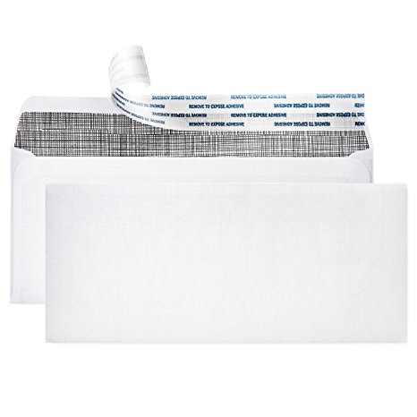 # 10 Security Envelopes ~ 500 Letter Size Envelopes with Peel & Seal Self Adhesive   Tinted Interior for Privacy Protection ~ Printer Friendly, Boxed, 4-1/8" x 9-1/2" Each, White by Pinnacle