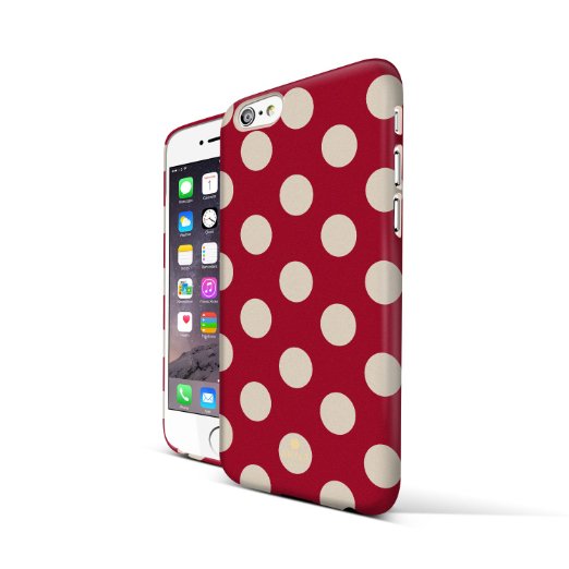 iPhone 6 Plus cases floral, Akna 2nd Generation of Stylish-fit Series, Retro Floral Pattern Rubber Feel Coating Hard Case for iPhone 6 Plus [Vintage Red Polka Dots](U.S)