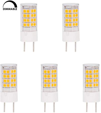 HERO-LED DG86-45S-WW27 Dimmable T4 GY8.6 LED Halogen Replacement Bulb, 3.5W, 35W Equivalent, Warm White 2700K, 5-Pack(Not Compatible with Leviton dimmers)
