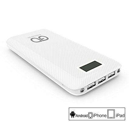 Portable Charger Gatcepot 24000mAh Power Bank External Battery Pack 5.5A 3 Port Output Dual LED lights for iPhone, iPad and Samsung Galaxy and More (white)
