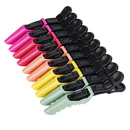 Hair Clips for Women by HH&LL – Wide Teeth & Double-Hinged Design – Alligator Styling Sectioning Clips of Professional Hair Salon Quality - 10Pack (RROYG)