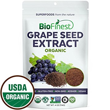 Biofinest Grape seed Extract Powder - 100% Pure Freeze-Dried Antioxidants Superfood - USDA Certified Organic Kosher Vegan Raw Non-GMO - Boost Immunity Skin Health - For Smoothie Beverage Blend (4 oz)