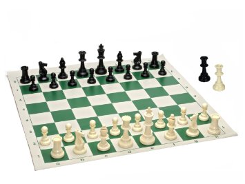 Best Value Tournament Chess Set - 90 Plastic Filled Chess Pieces and Green Roll-up Vinyl Chess Board