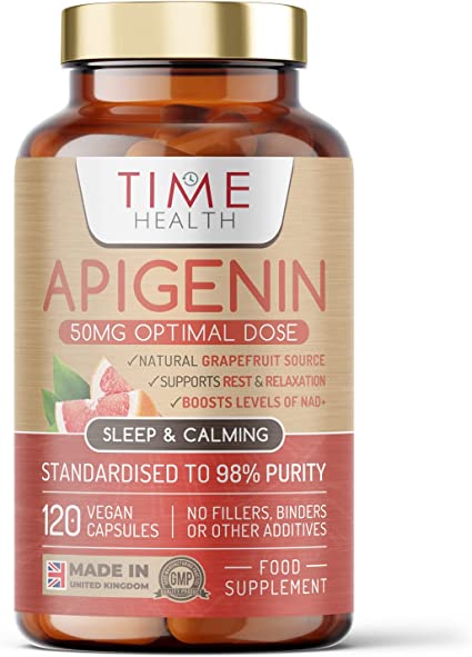 New: Apigenin - 50mg x 120 Capsules - 98%+ Purity - Optimal Dose for Sleep & Relaxation Support - NAD+ Booster - Naturally Derived from Grapefruit - Vegan - UK Made to GMP Standards - Zero Additives