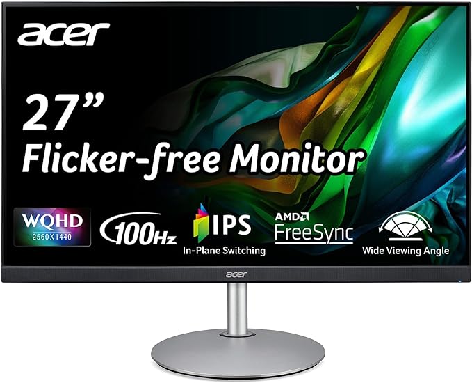 Acer CB272U Ebmiiprx 27" WQHD 2560 x 1440 Home Office Monitor | AMD FreeSync | 1ms VRB | 100Hz | Zero Frame | Height Adjustable Stand with Swivel, Tilt & Pivot (Display Port 1.2 & 2 x HDMI 2.0 Ports)