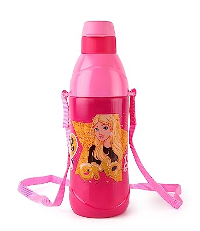 Cello Puro Steel-X Kids Zee 600 | Water Bottle with Inner Steel and Outer Plastic | Insulated Water Bottle | 540 ml, Barbie Design, Pink