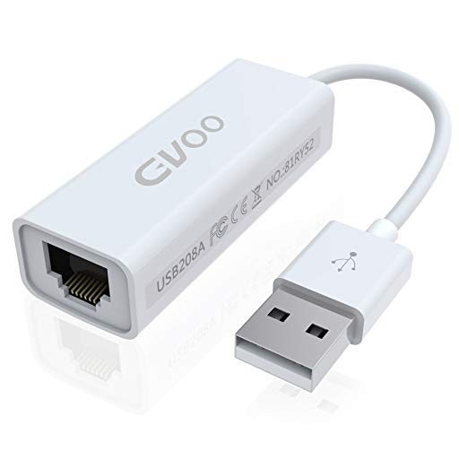 Ethernet Adapter, Gvoo USB 2.0 to RJ45 LAN Network Adapter for Windows, Mac, Chromebook, Linux, Surface Pro - White