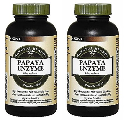 Natural Brand Papaya Enzyme -- 600 chewable Tablets (Two Bottles each of 600 Chewables)