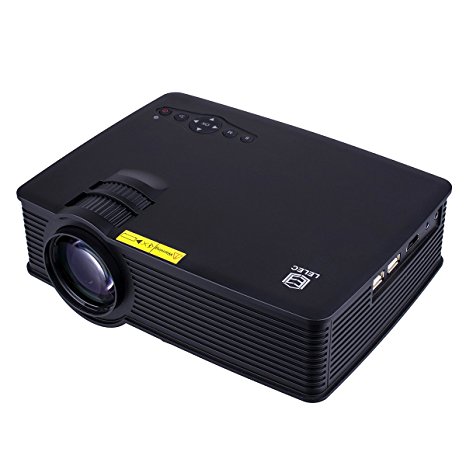 LELEC Portable 120-inch 1080p 1000 Lumens HD Hi-Fi Stereo LED Projector, Matte Finish Lower Radicalized 100% Environmental Material (Black)