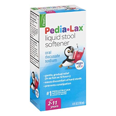 Pedia-Lax Liquid Stool Softener, Gentle Stool Softener That Prevents Kid's Constipation, Fruit Punch Flavor, 4 oz, Pack of 1