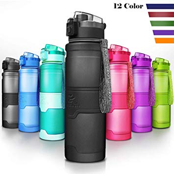 Best Sports Water Bottle Leak Proof 1L/700ml/500ml/400ml Plastic Drink Bottles|Kids,Adults,Gym,School,Sport,Cycling| with Times to Drink & Fruit Infuser Filter & Lock Cover|BPA Free Reusable Large