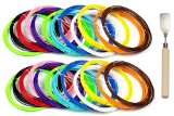 7TECH 3D PEN FILAMENT REFILLS - ABS 175mm Filament 480 Linear Feet PACK of TWO x 12 Different Colors Glow In The Dark Color and Free Spatula Included
