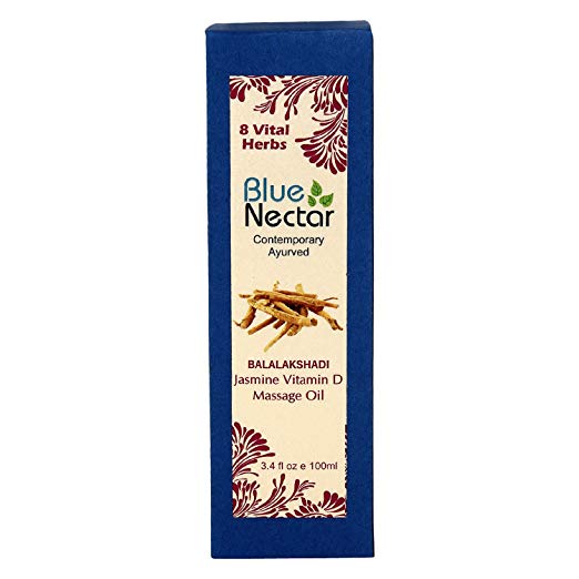 Blue Nectar Ayurvedic Aromatic Bath and Body Massage Oil with Vitamin D absorption