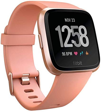 Fitbit Versa Smartwatch, Peach/Rose Gold Aluminium, One Size (S & L Bands Included)