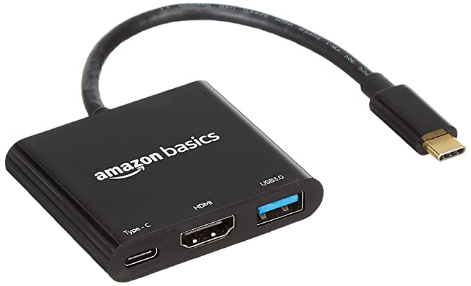 Amazon Basics 3-in-1 USB Type C Adapter (Black)