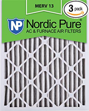 Nordic Pure 16x20x2 MERV 13 Pleated AC Furnace Air Filters 2-Inch 3 Pack