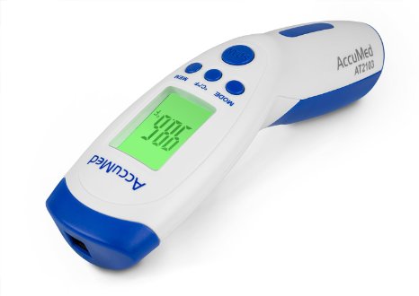 AccuMed AT2103 Non-Contact Instant-Read Handheld Infrared Medical Thermometer, 7-in-1 Functionality for Body, Surface, & Room Measurements. Professional Accuracy for Home Medical Use, FDA Approved.