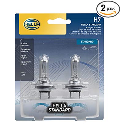HELLA H7TB Twin Blister Standard Halogen H7 Bulbs, 12 V, 55W, 2 Pack