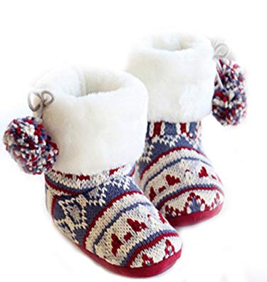 Womens Indoor Warm Fleece Slippers Ladies Girls Cartoon Winter Soft Cozy Booties Non-Slip Plush Slip-on Shoes Ankle Boots