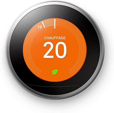 Google Nest Learning Thermostat, 3eme Génération,Thermostat Connecté, Acier T3028FD