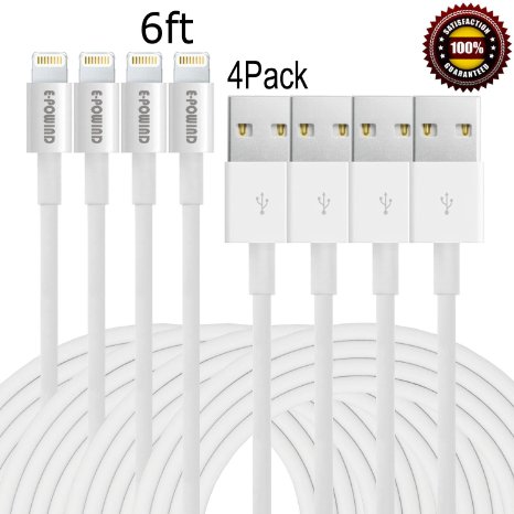 E-POWIND 4PCS 6FT 8Pin Lightning Cable Extra Long Charging Cable USB Cord for iphone 6s, 6s plus, 6plus, 6,SE,5s 5c 5,iPad Mini, Air,iPad5,iPod on iOS9.(white).